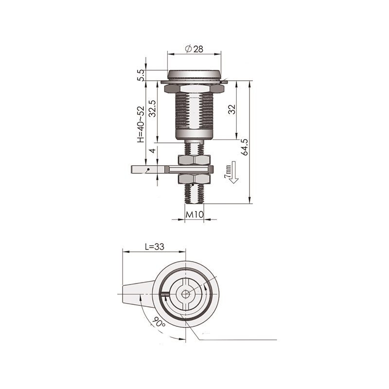 MS816-3E-1 Kunci Selak Mampatan Silinder 8mm Segi Tiga MS816-3E-1 Kunci Selak Mampatan Silinder 8mm Segi Tiga