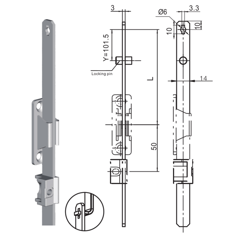 LG010-2 Dengan Aksesori Rod Penyambung Pin Pengunci