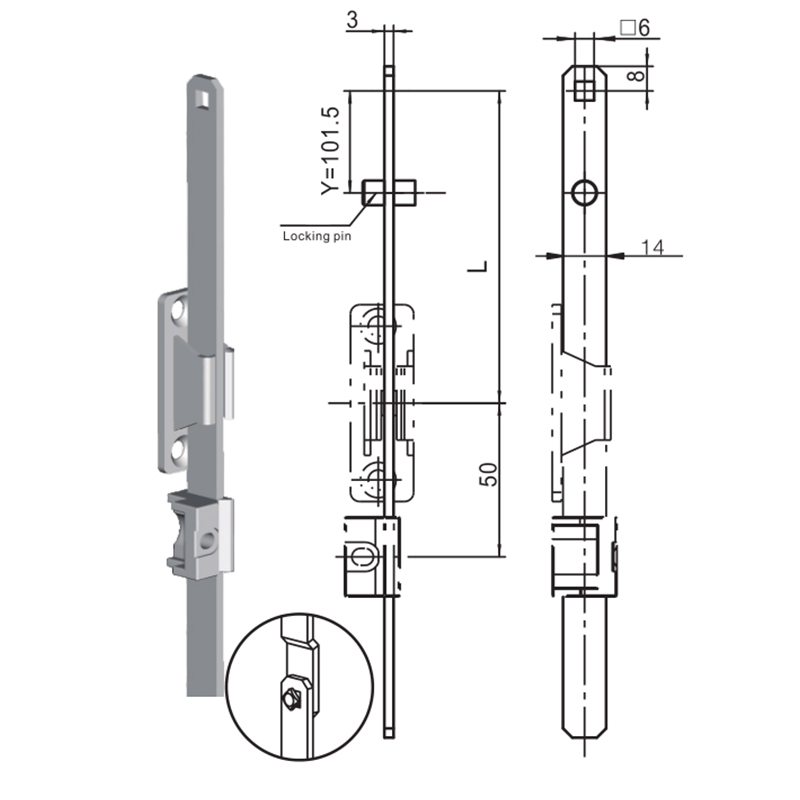 LG010-3 Dengan Aksesori Rod Penyambung Pin Pengunci